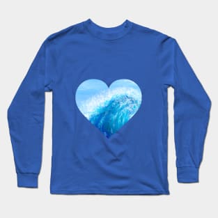 BLUE WAVE, HEART, GOOD VIBES, BLUE GEOMETRY, BUBBLES Long Sleeve T-Shirt